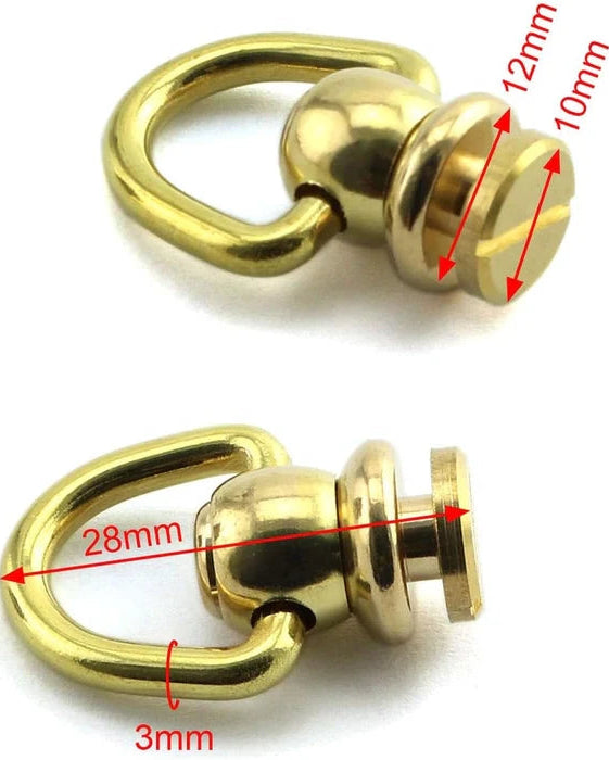 Chicago Screw Rivets with Loop| Solid Brass