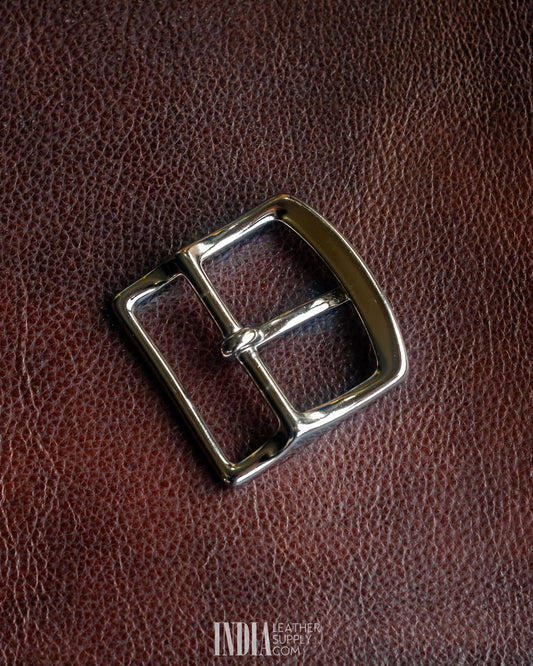 Center Bar Buckle, Solid Brass (40mm) Nickle Finish
