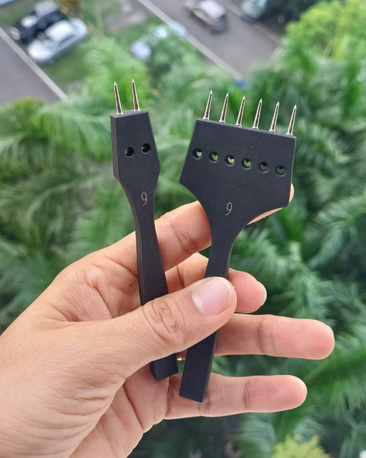 Black Sharp Interchangeable Head Leather Pricking Iron Set