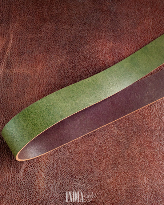 Antique Green Leather Belt Strap 3.0-3.2mm | India Leather Supply