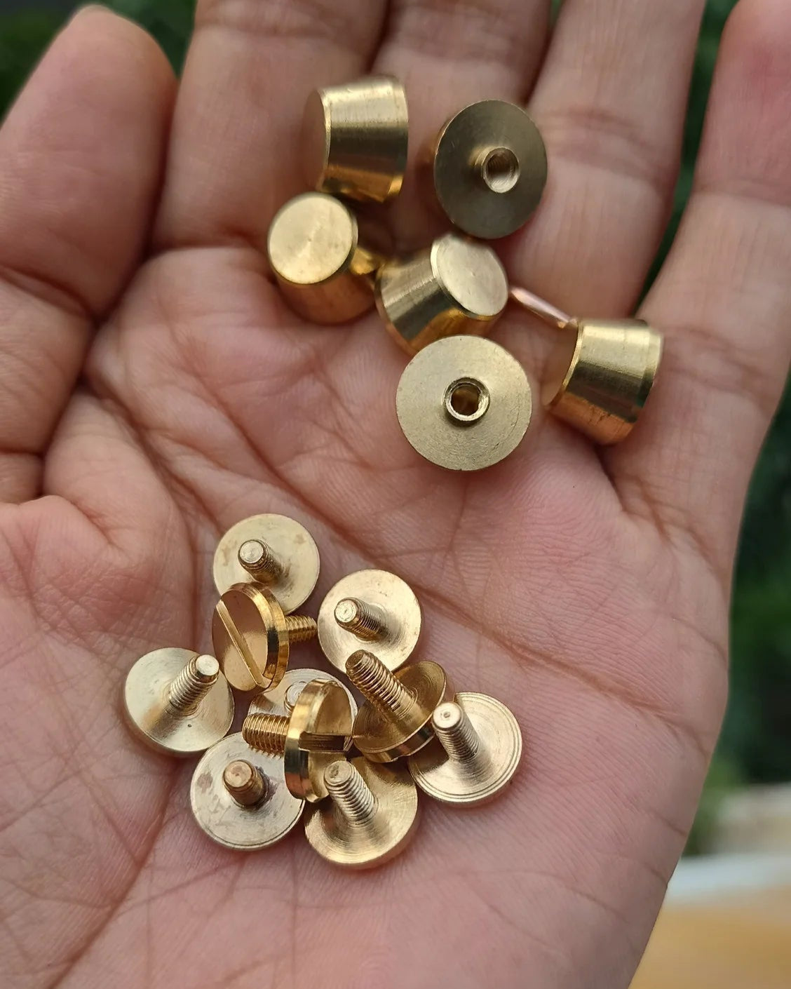 Bag Feet in Solid Brass Pack of 10 | Trapezoidal 12x7mm | India Leather Supply