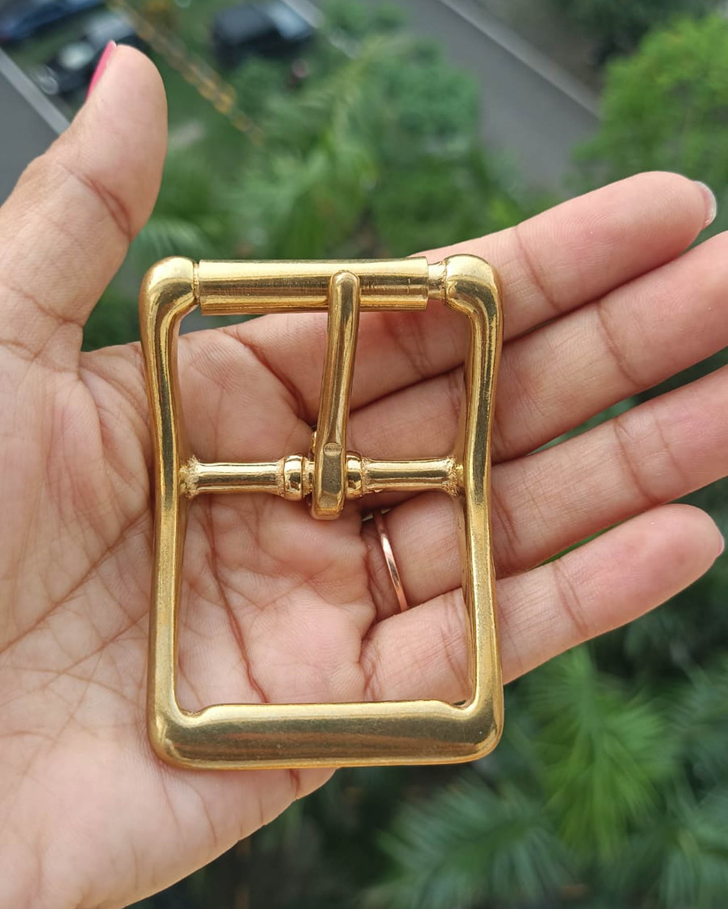 Cedi Center Bar Buckle Solid Brass | 38mm | India Leather Supply