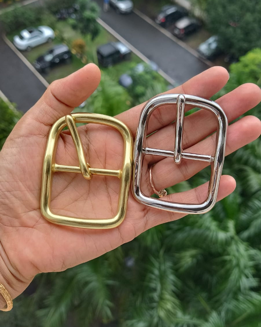 Center Bar Buckle Solid Brass 38mm | India Leather Supply
