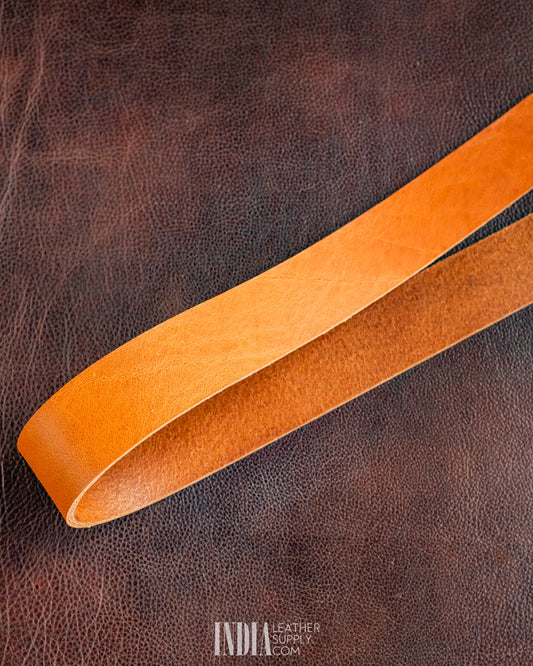 Saddle Tan Leather Belt Strap 3.3-3.4mm | India Leather Supply