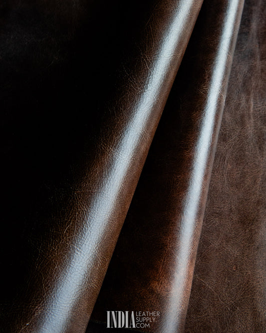 Sheong Shi Tannery Distress Brown Leather 0.8-1mm | India Leather Supply