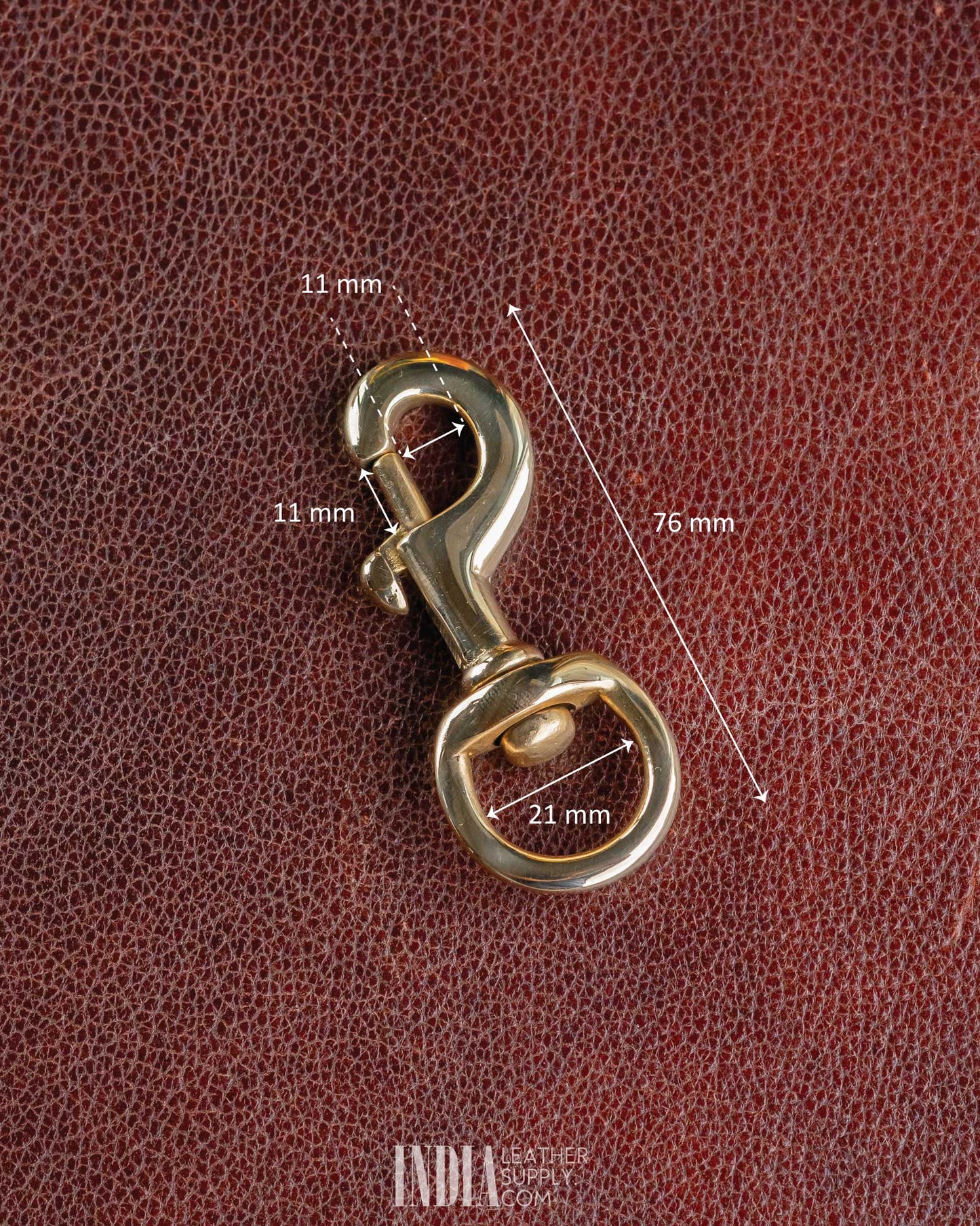 Swivel Dog Hook (Trigger Snap), Solid Brass | Measurements | India Leather Supply