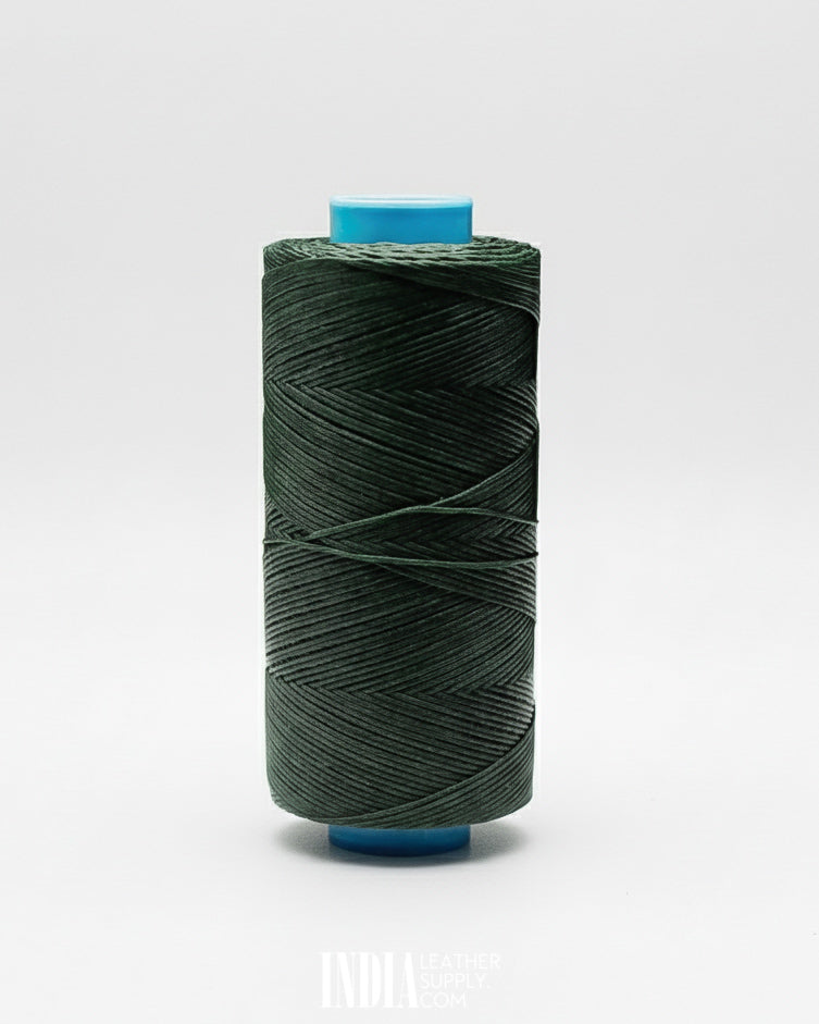 0.8mm 400 Meters Polyester Waxed Thread | Dark Green | India Leather Supply