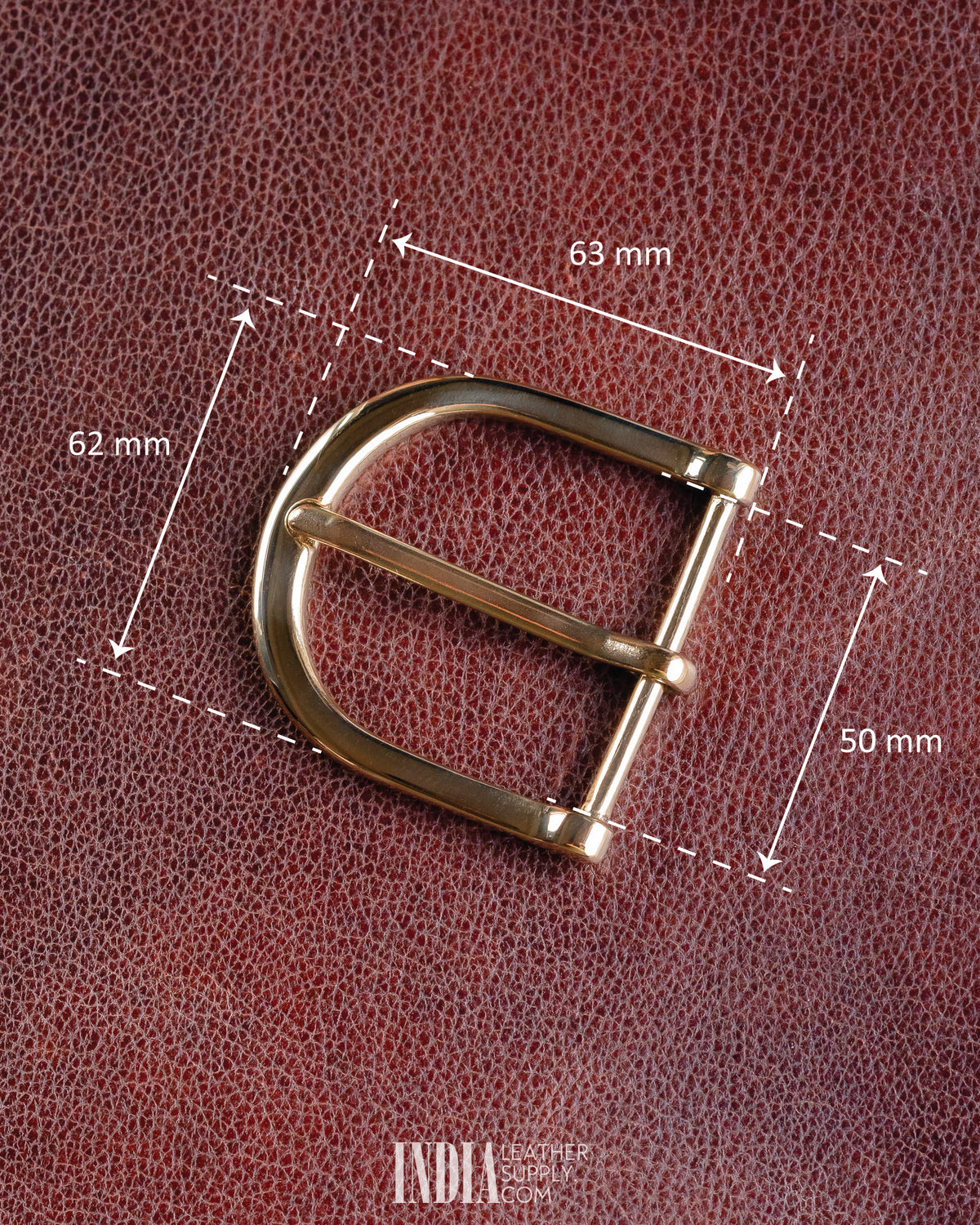 50mm Belt Buckle, Solid Brass | Measurements | India Leather Supply