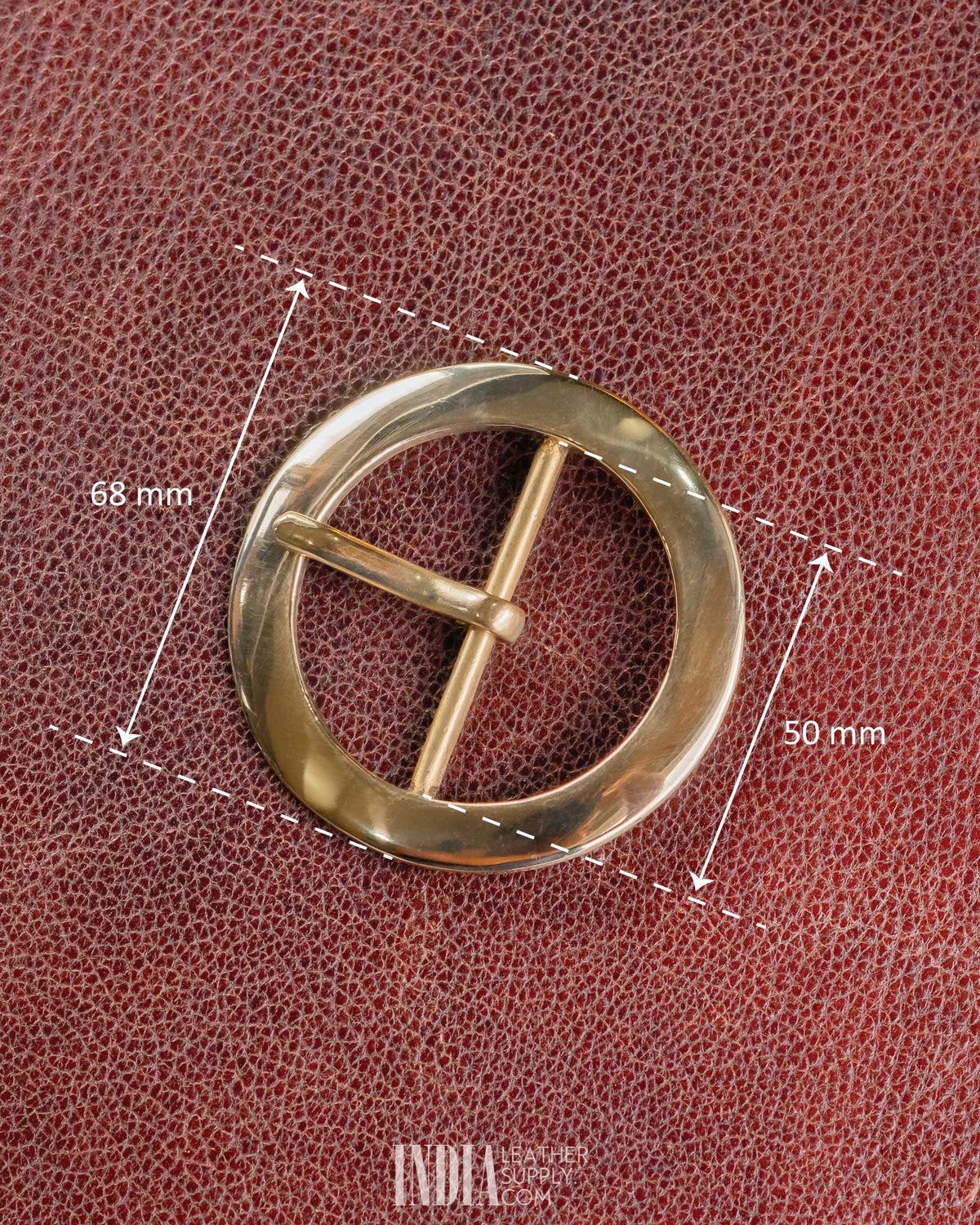 50mm Round Buckle, Solid Brass | Measurements | India Leather Supply