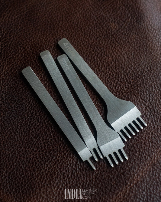 Stitching Chisels (Diamond Shaped) - Japanese Style (1+2+4+6 teeth)