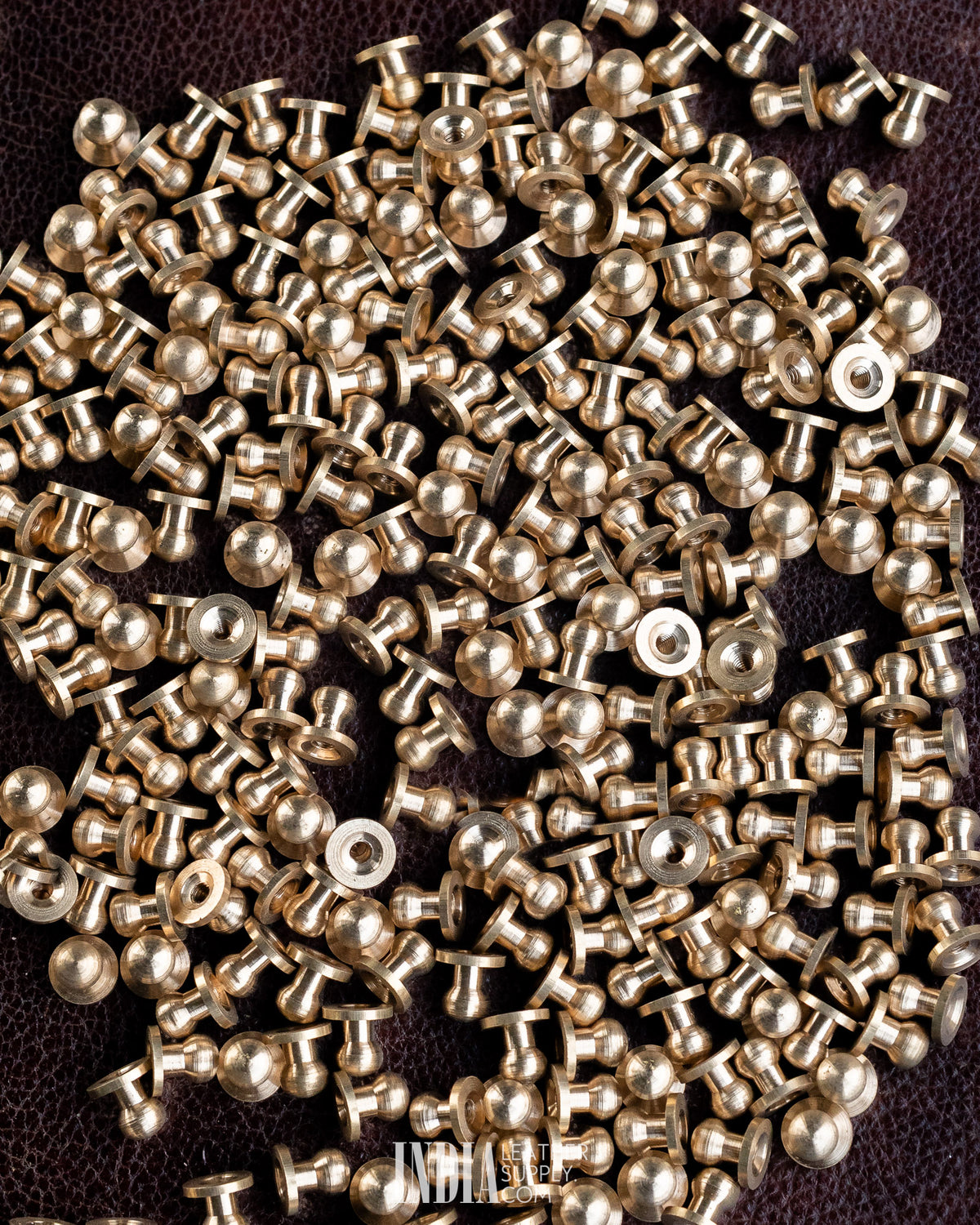 Solid brass screw-back button studs in bulk | India Leather Supply