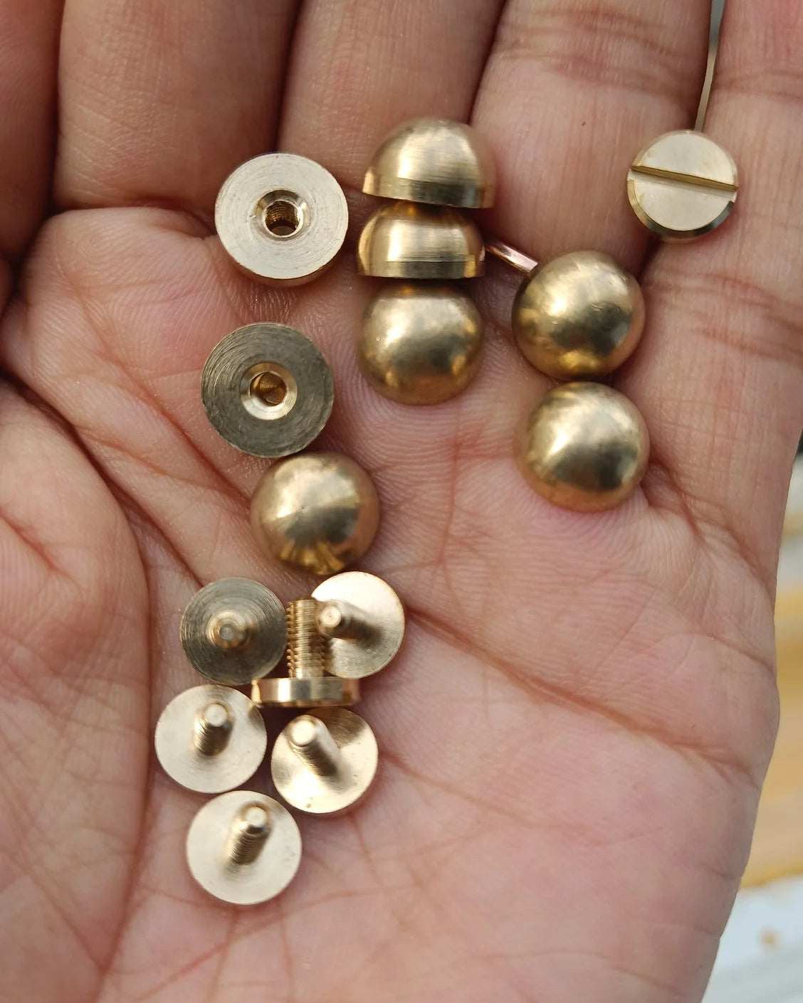 Bag Feet in Solid Brass Pack of 10 | Semicircle 10x6mm | India Leather Supply