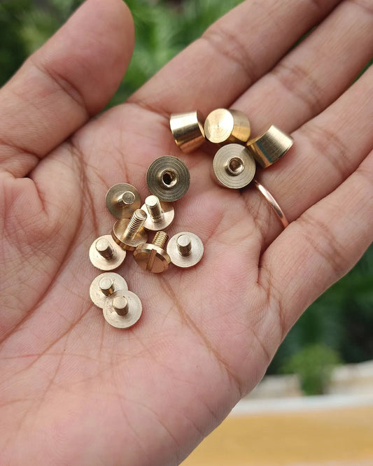 Bag Feet in Solid Brass Pack of 10 | Trapezoidal 10x5mm | India Leather Supply