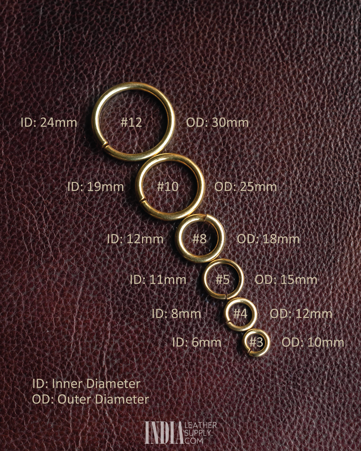 Brass Split Link Ring 10 per pack | India Leather Supply