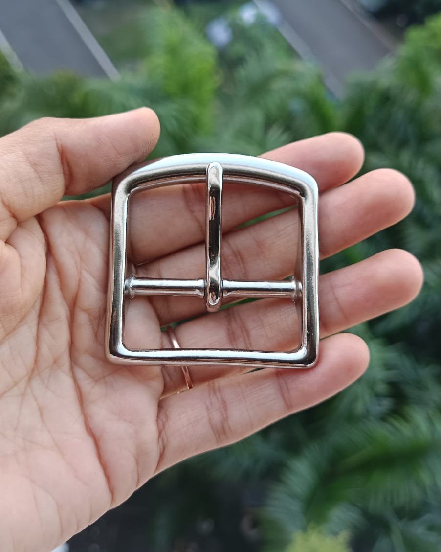 Center Bar Buckle Solid Brass 40mm Nickle Finish | India Leather Supply