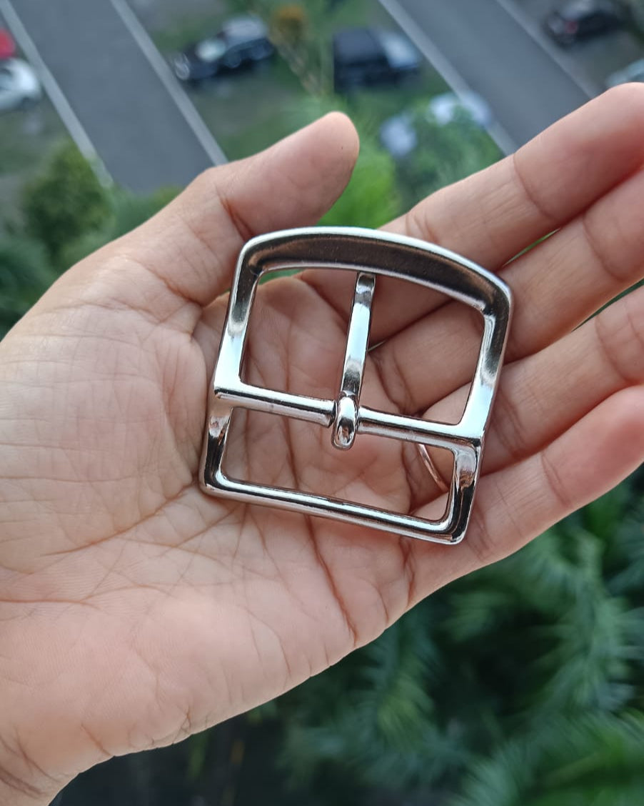 Center Bar Buckle Solid Brass 40mm Nickle Finish | India Leather Supply