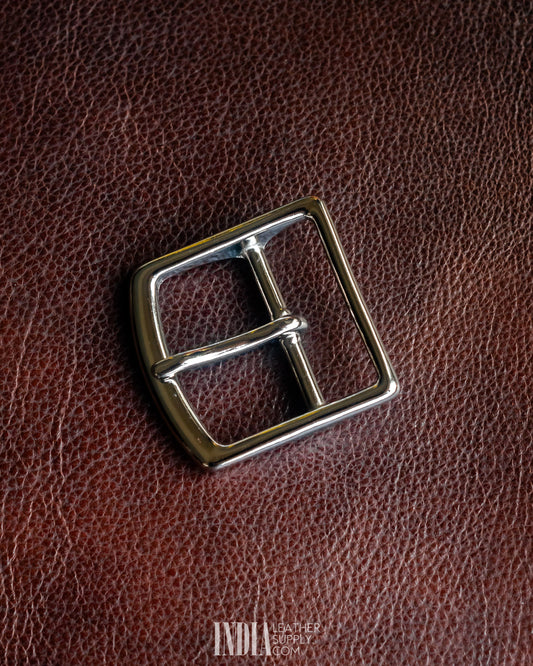 Center Bar Buckle Solid Brass 40mm Nickle Finish | India Leather Supply
