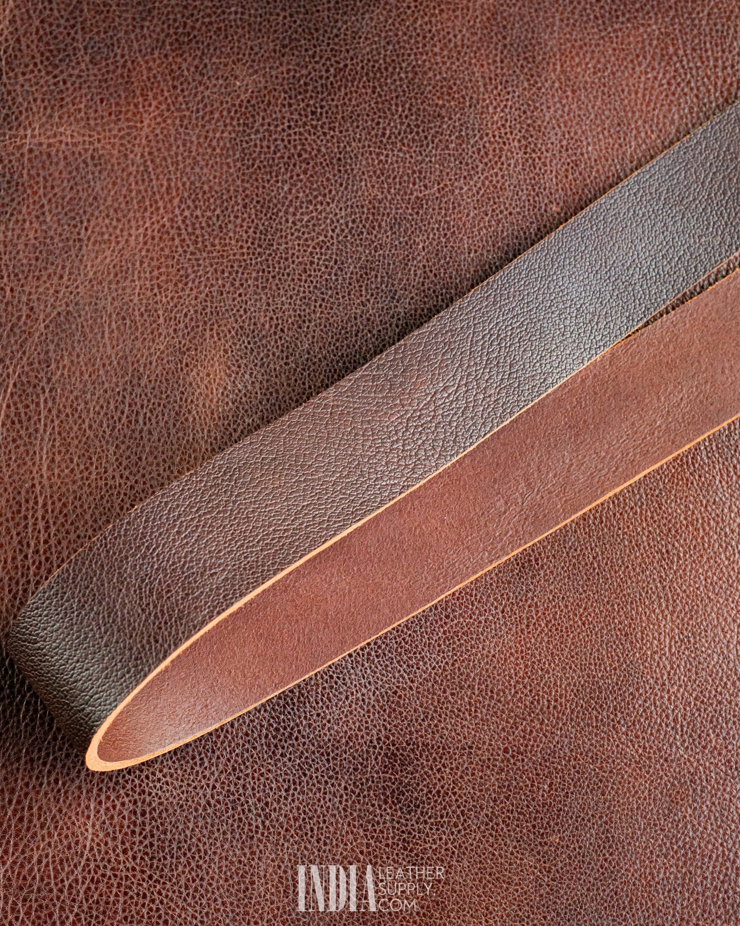 Chocolate Pebble Grain Leather Belt Strap 3.4-3.7mm | India Leather Supply