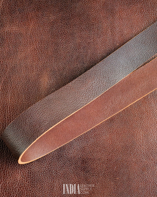 Chocolate Pebble Grain Leather Belt Strap 3.4-3.7mm | India Leather Supply