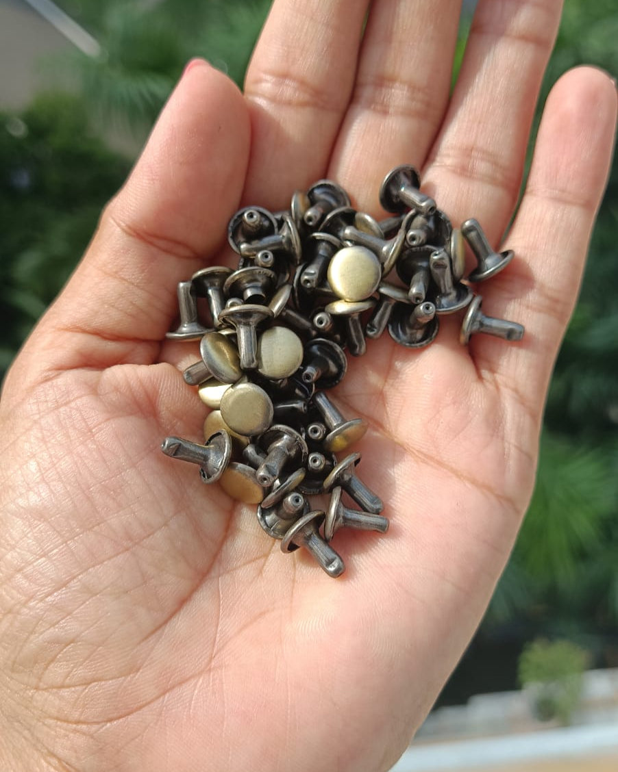 Double Cap Brass Rivet | Antique Brass | India Leather Supply