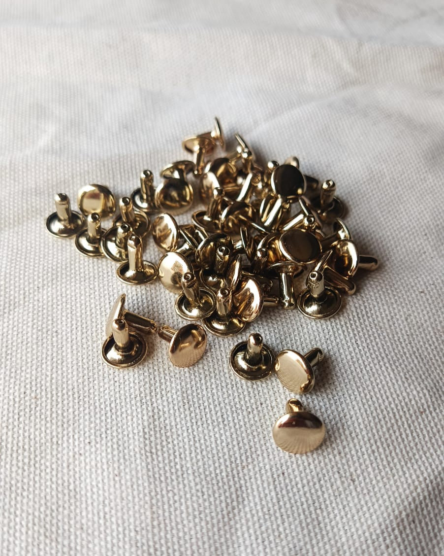 Double Cap Brass Rivet | Gold | India Leather Supply