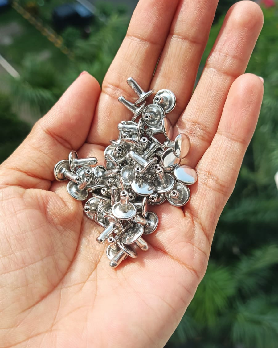 Double Cap Brass Rivet | Nickle | India Leather Supply