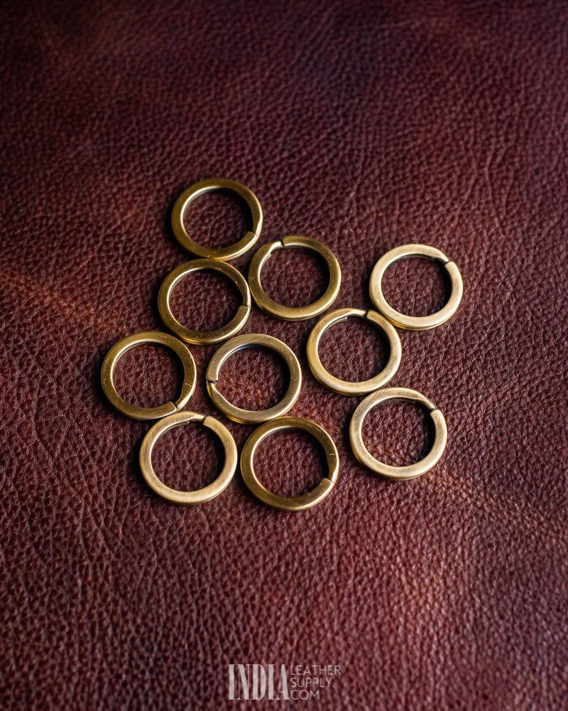 Flat Keyring Mild Steel | Brass Antique | India Leather Supply