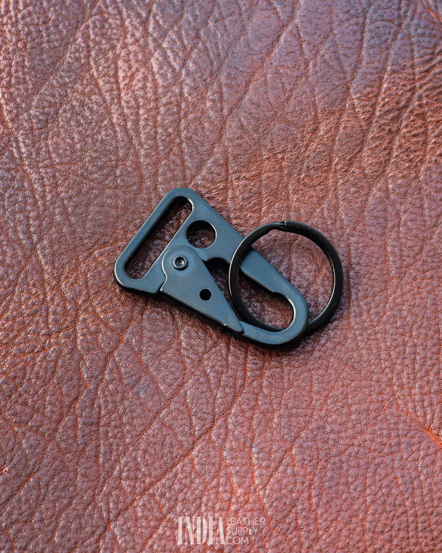 HK Spring Snap Hook with Ring (1 inch) | Black | India Leather Supply