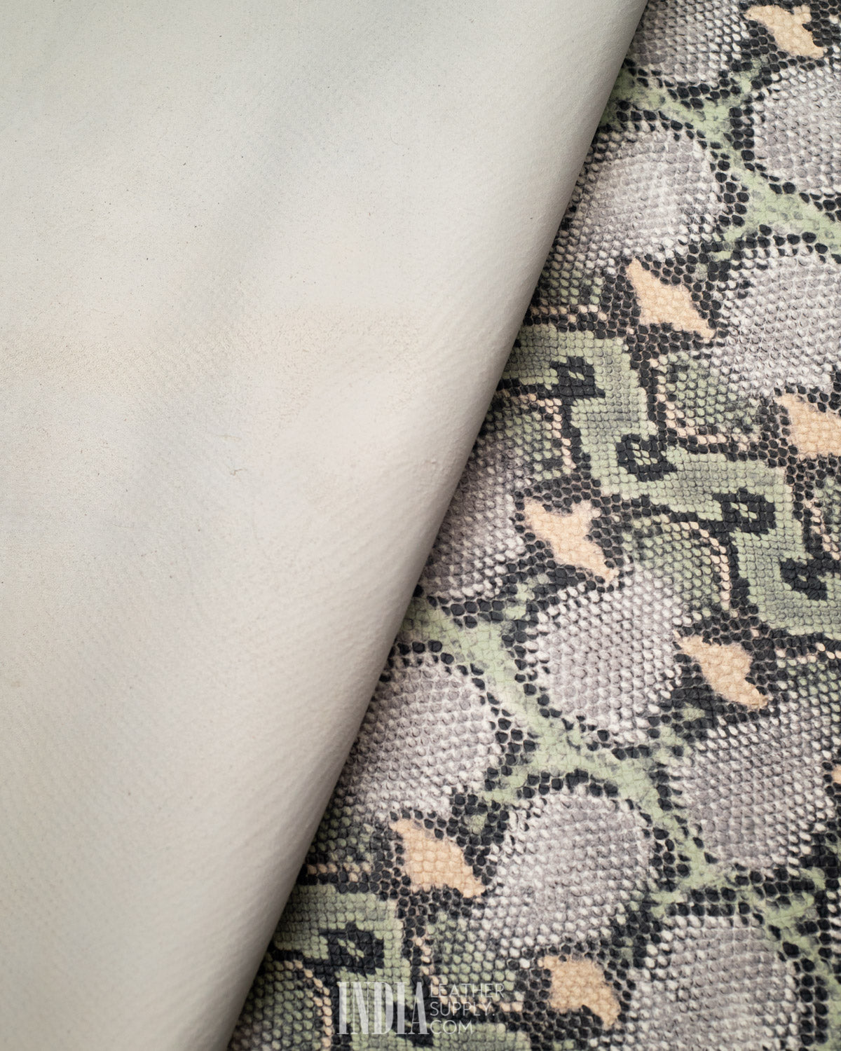 Meridiana Industria Conciaria Olive Python Foil Leather 0.9-1mm | India Leather Supply
