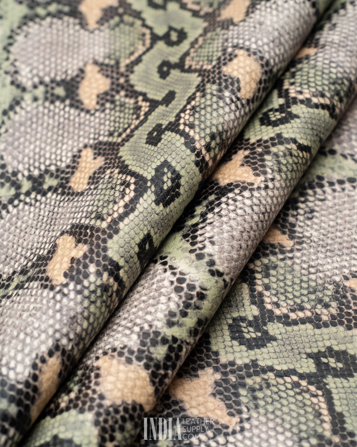 Meridiana Industria Conciaria Olive Python Foil Leather 0.9-1mm | India Leather Supply