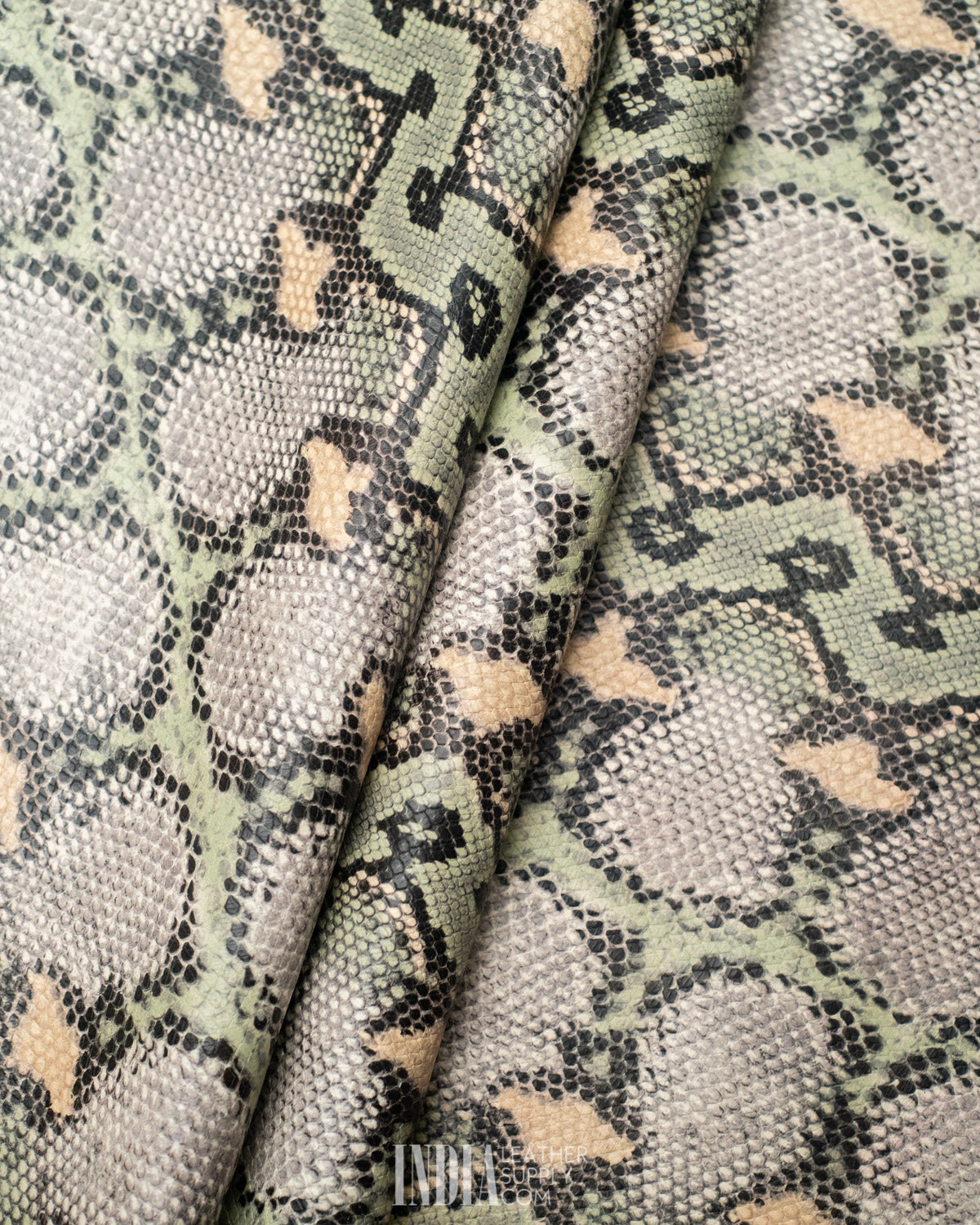 Meridiana Industria Conciaria Olive Python Foil Leather 0.9-1mm | India Leather Supply
