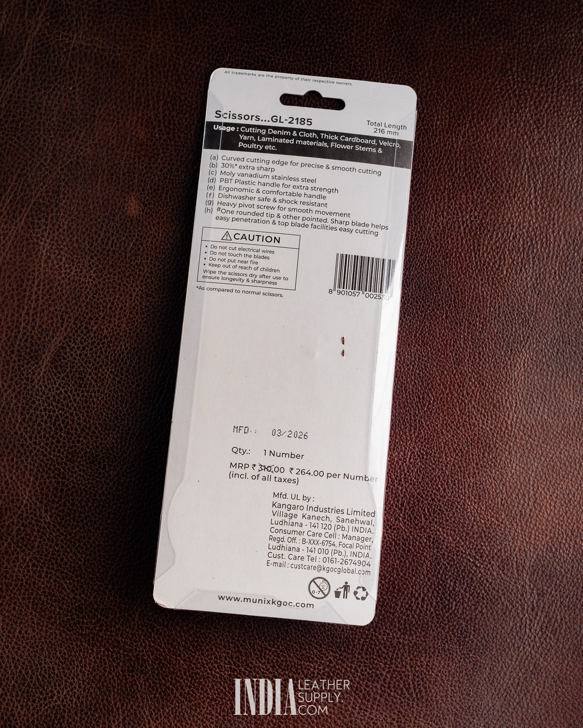 Munix GL-2185 SS Scissors | India Leather Supply