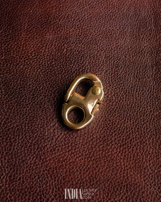 Navy Snap Hook, Solid Brass (Pull Back) | India Leather Supply