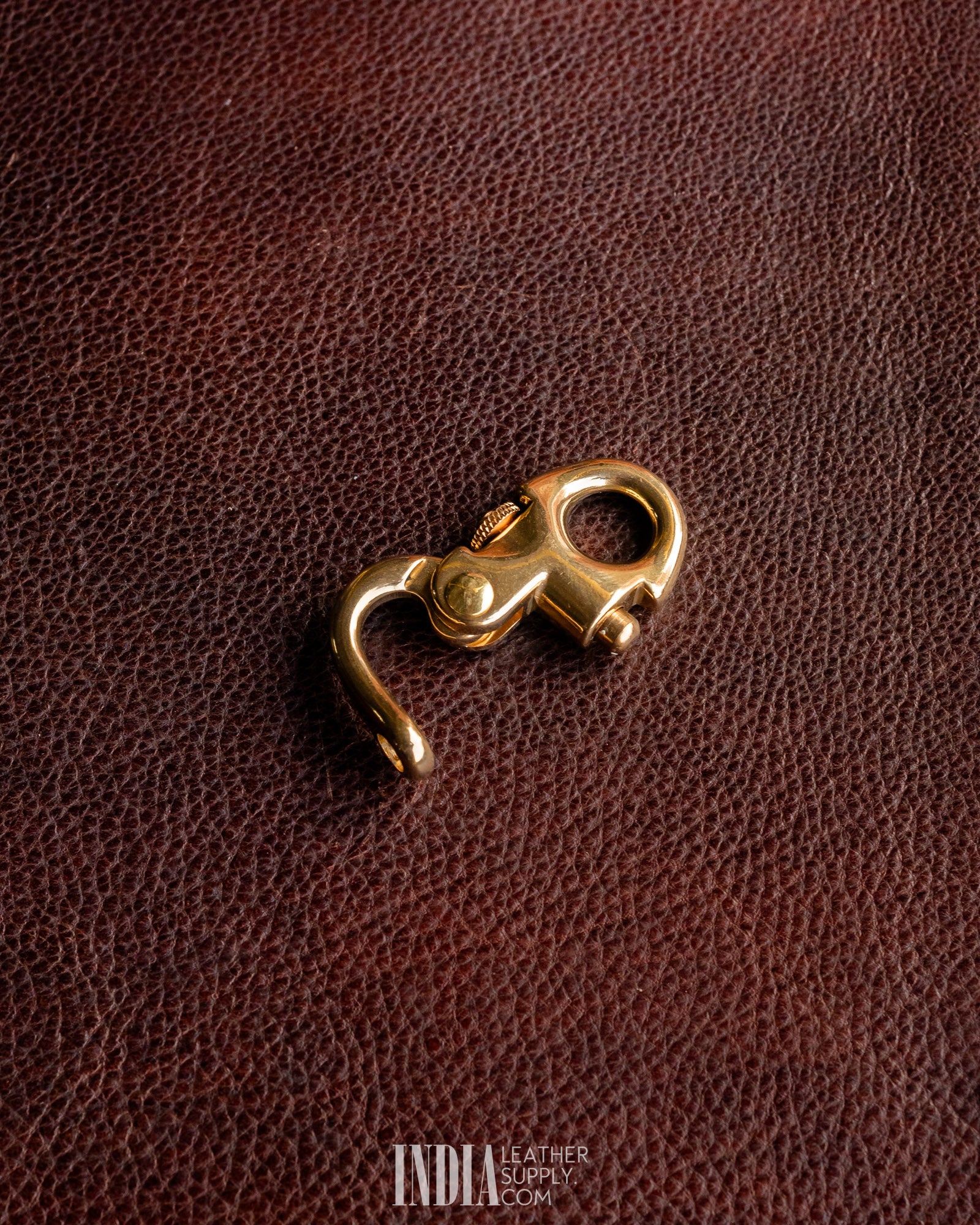 Navy Snap Hook, Solid Brass (Pull Back) | India Leather Supply