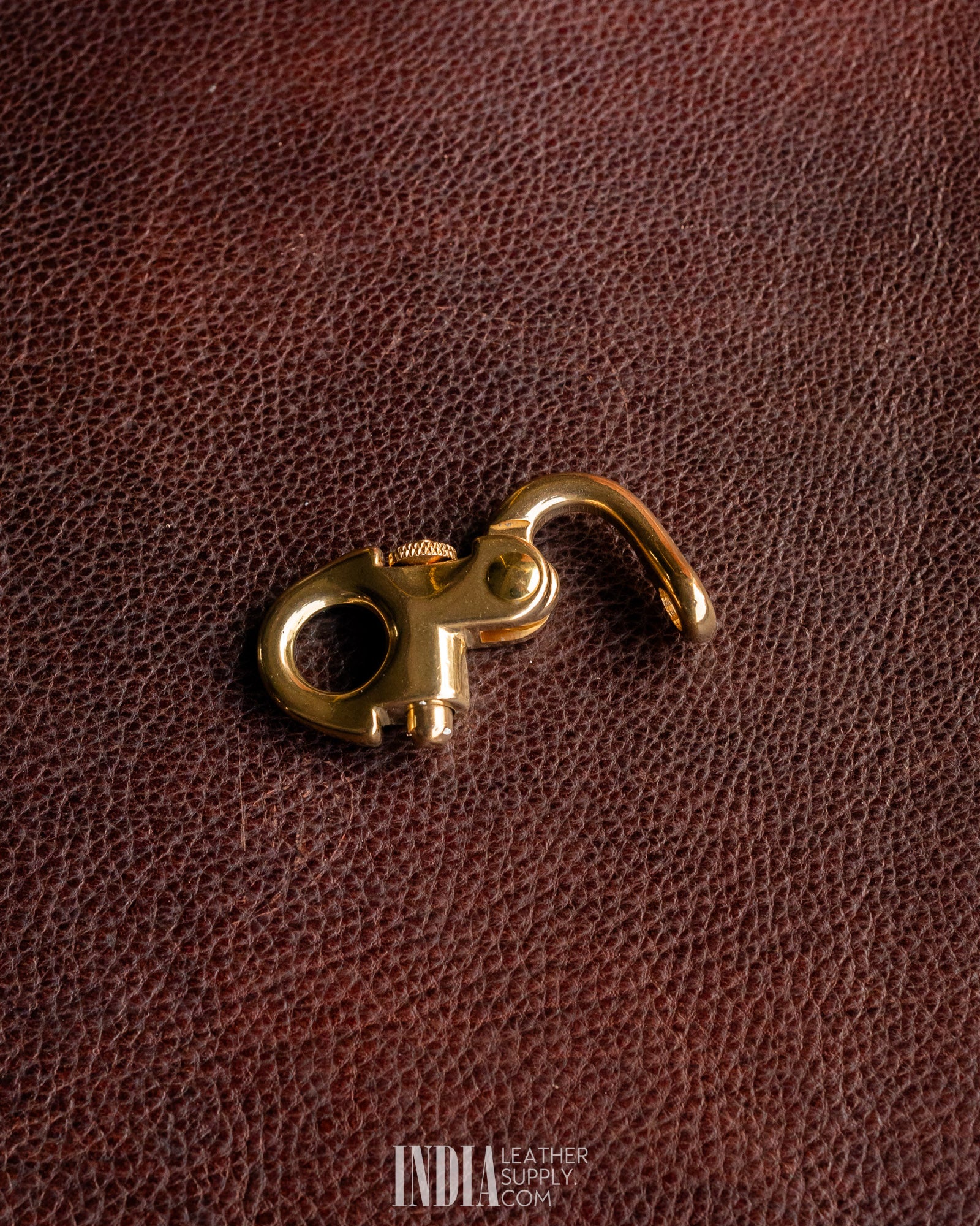 Navy Snap Hook, Solid Brass (Pull Back) | India Leather Supply