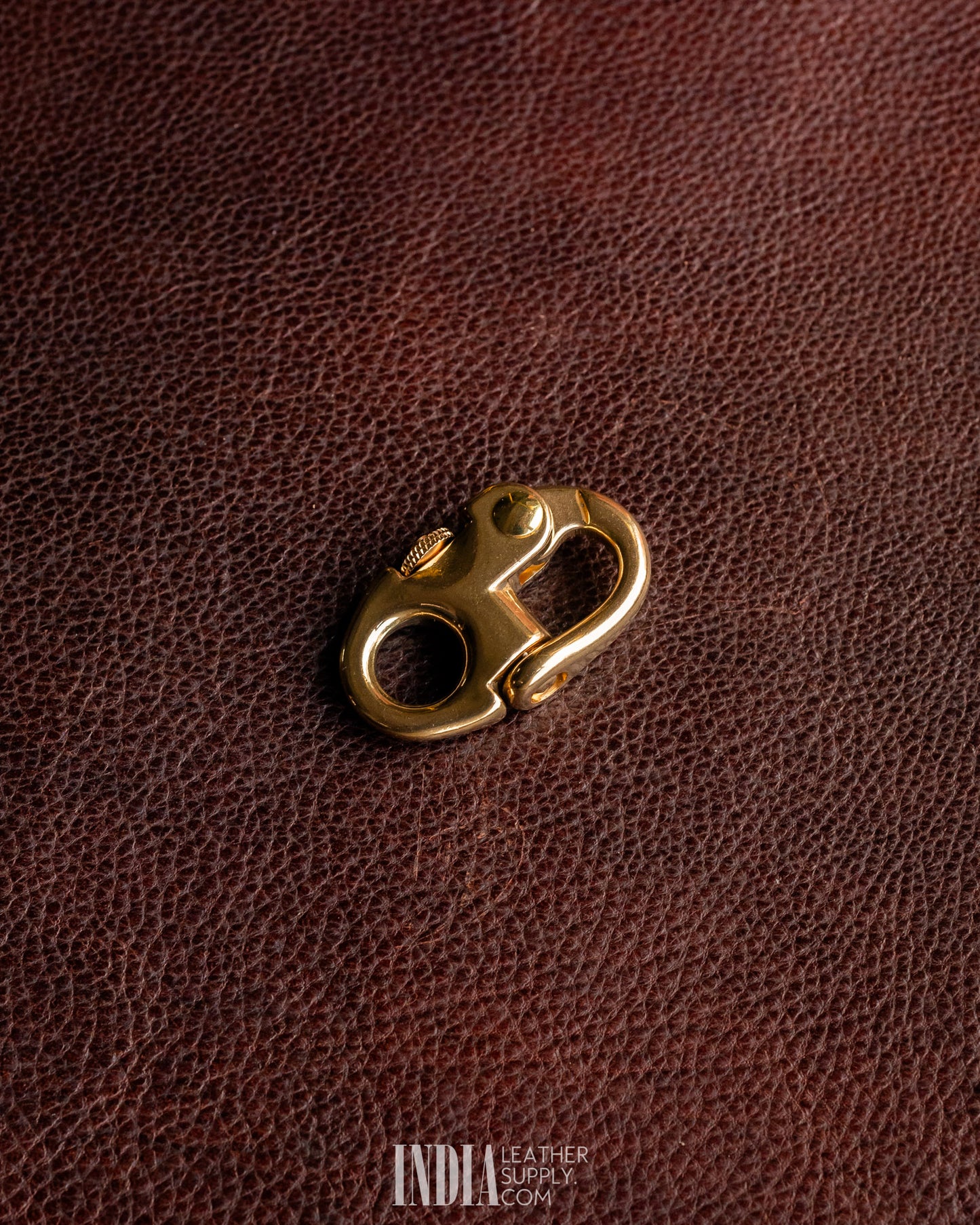 Navy Snap Hook, Solid Brass (Pull Back) | India Leather Supply