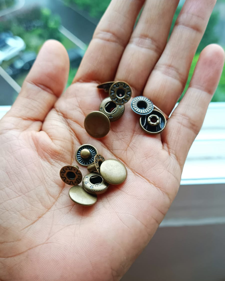 Snap Button Brass | Antique Brass | India Leather Supply