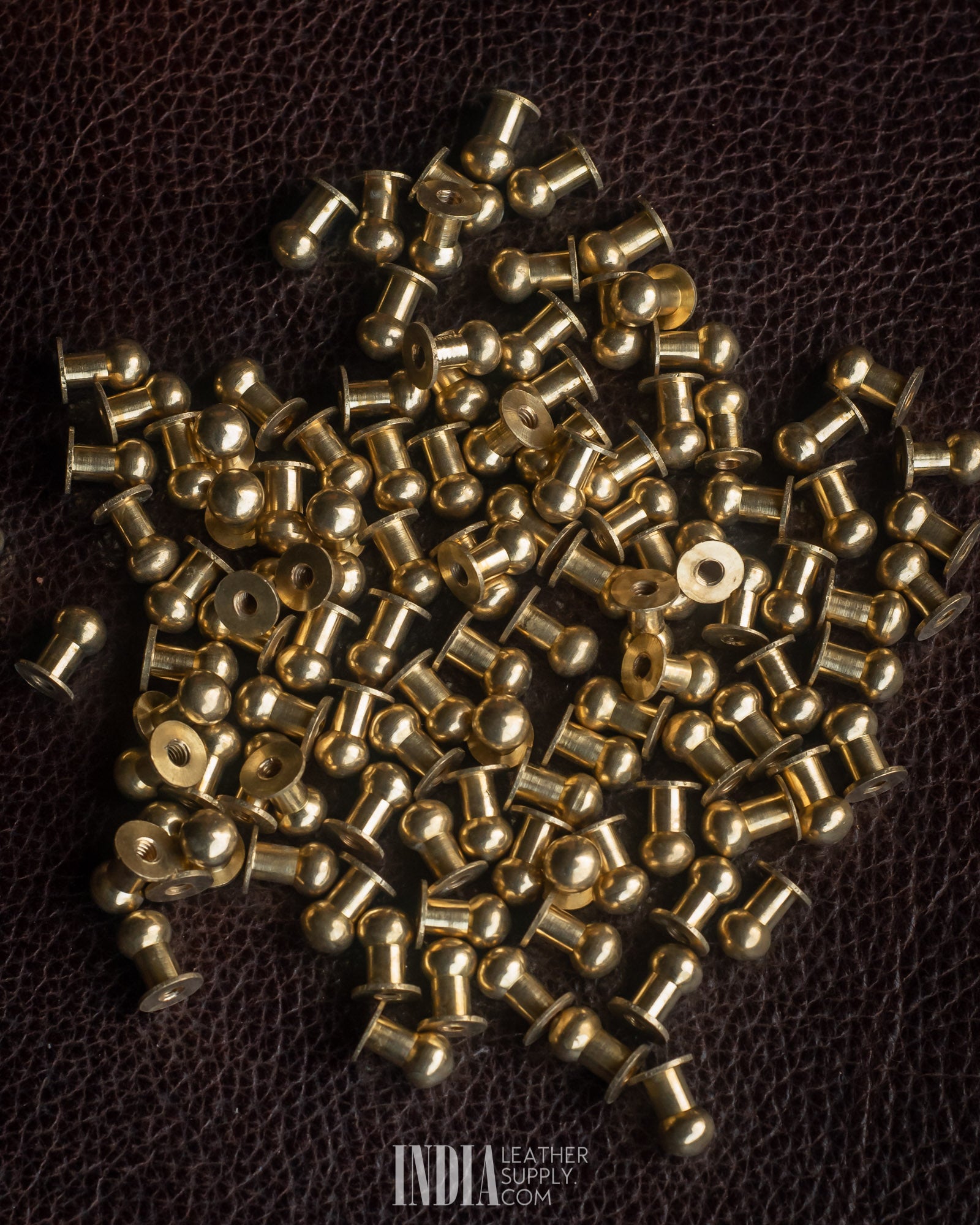 Solid Brass Button Studs (Screw Back) | India Leather Supply