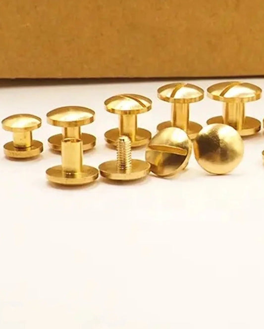 Solid Brass Screw Rivet Double Cap Pack of 10 | India Leather Supply