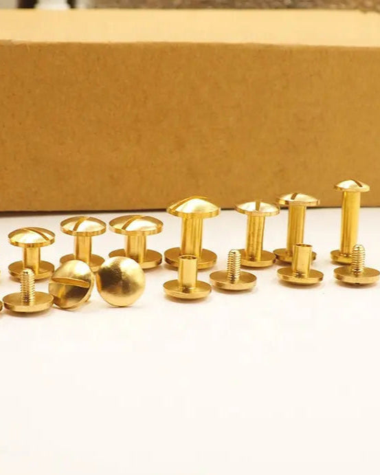 Solid Brass Screw Rivet Double Cap Pack of 10 | India Leather Supply
