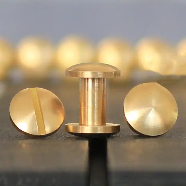 Solid Brass Screw Rivet Double Cap Pack of 10 | India Leather Supply