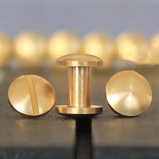 Solid Brass Screw Rivet Double Cap Pack of 10 | India Leather Supply