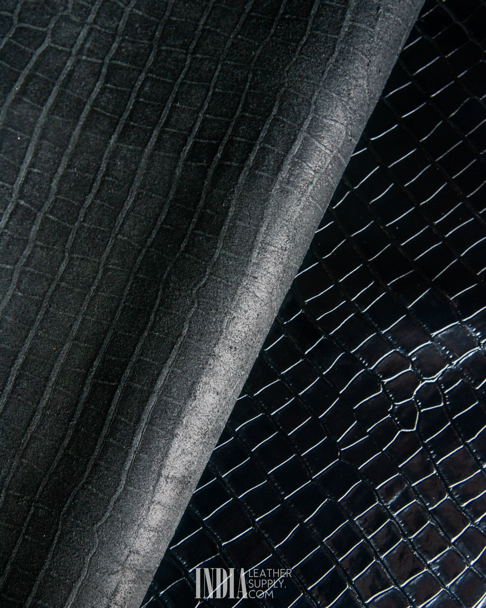 Tuscania Industria Conciaria - Cocco Stampato Nero (Regolare) - 0.9/1.1mm | India Leather Supply